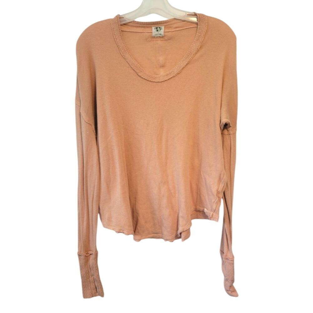 Free People Colby Long Sleeve Top Light Orange Size Medium